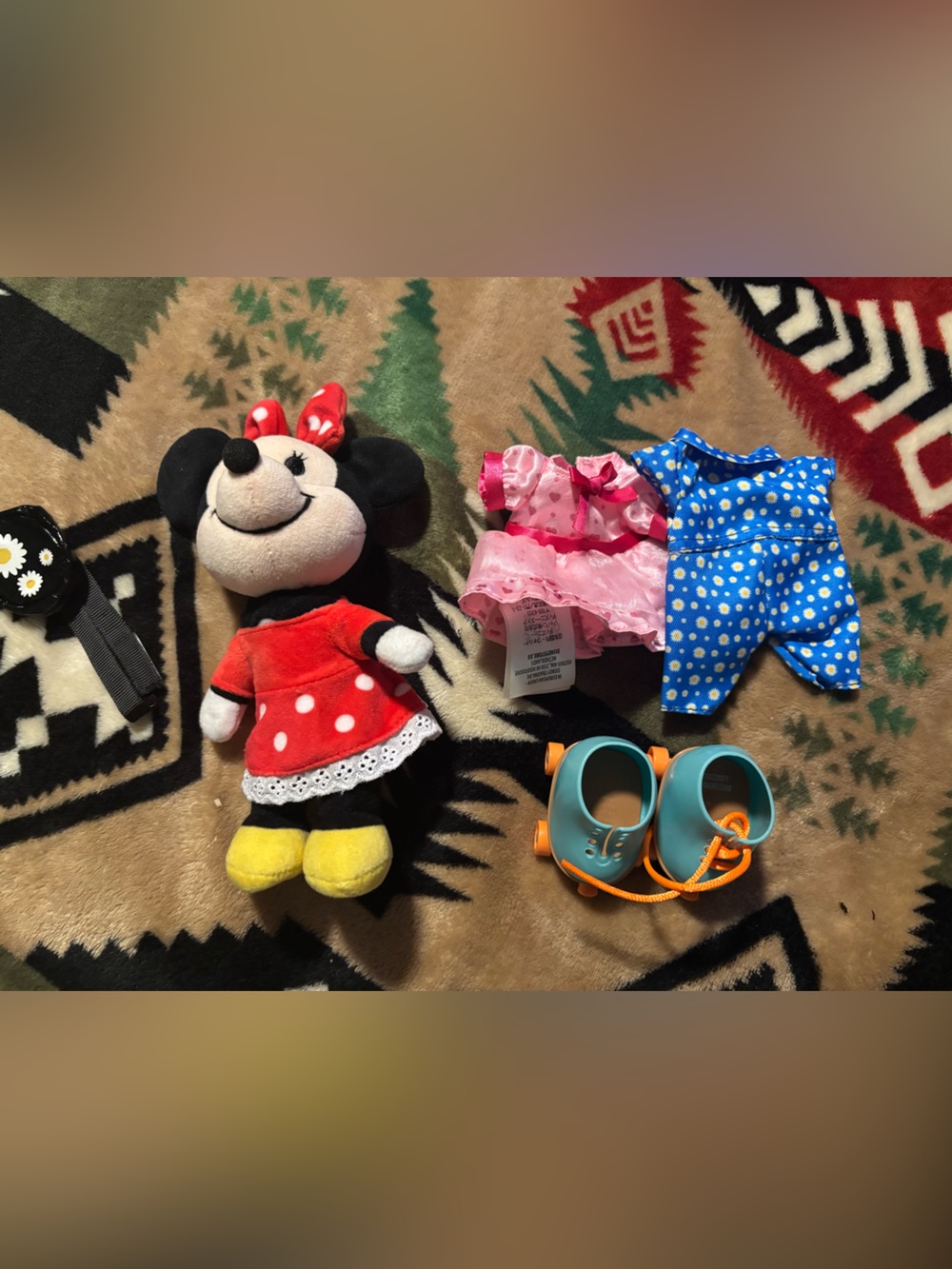 Disney Minnie Mouse Plush in Red Polka Dot Dress with Yellow Shoes